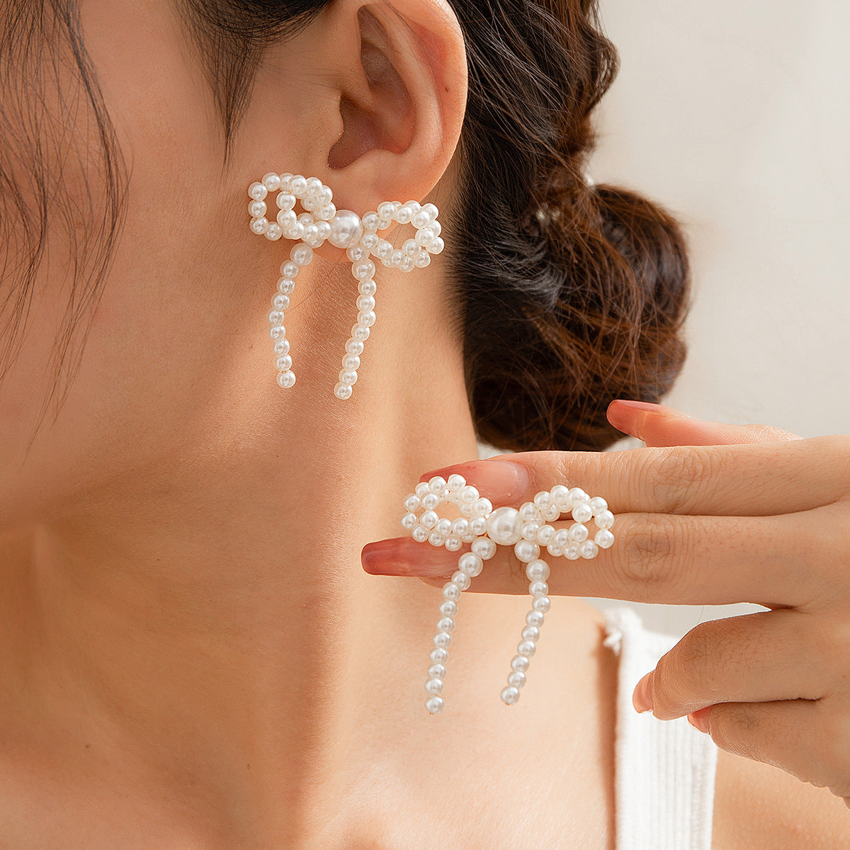 Wholesale Bowlon Earrings Imitation Pearl Bowearring Earrings